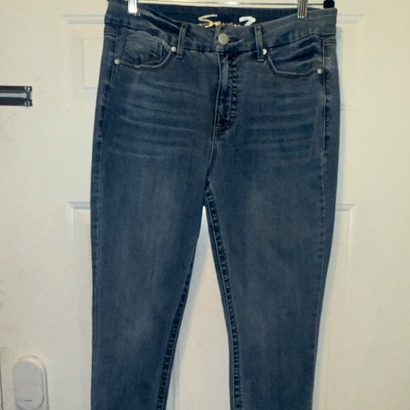 NWOT SEVEN7 sz.14 High Rise Tummy Less Skinny  Denim Blue Jeans - Picture 6 of 6